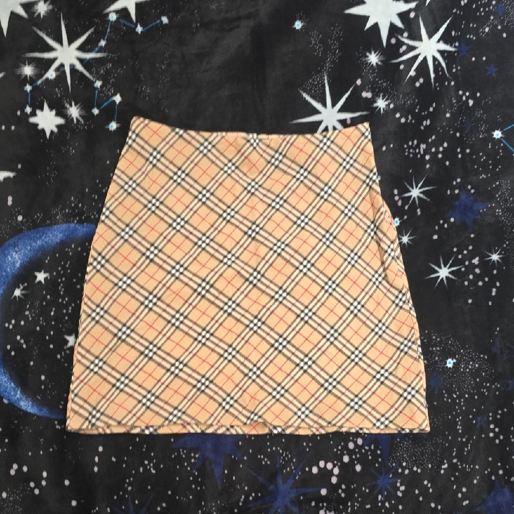 Burberry Beige Plaid Mini Skirt Amazing Condition Blue Label